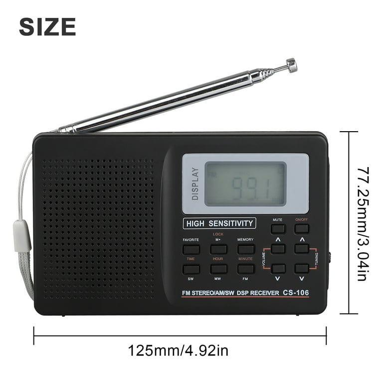 Sangean Black AM/FM Pocket Radio - Portable Digital Boombox with Telescopic  FM Antenna & Headphone Jack - Battery-Operated Radio in the Boomboxes &  Radios department at