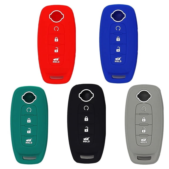 Baguer Silicone Key Fob Cover for Nissan 2022 Rogue Pathfinder Kicks, 4-Button Remote Case, Shock-Absorbing Protector, Black