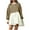 Khaki, variant on LEAVINGSUO Fall Dresses Fashion Women's Casual Over Sized Sweatshirt Long Sleeve Dress Round-Neck Ladies Patchwork Mini Dresses Green XXL
