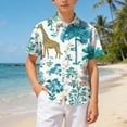 thumbnail image 4 of CAICJ98 Boys Hawaiian Shirt Tropical Short Sleeve Cool Cute Casual Button Down Tops for Youth Kids Summer Beach (Light Blue,7-8 Years), 4 of 6