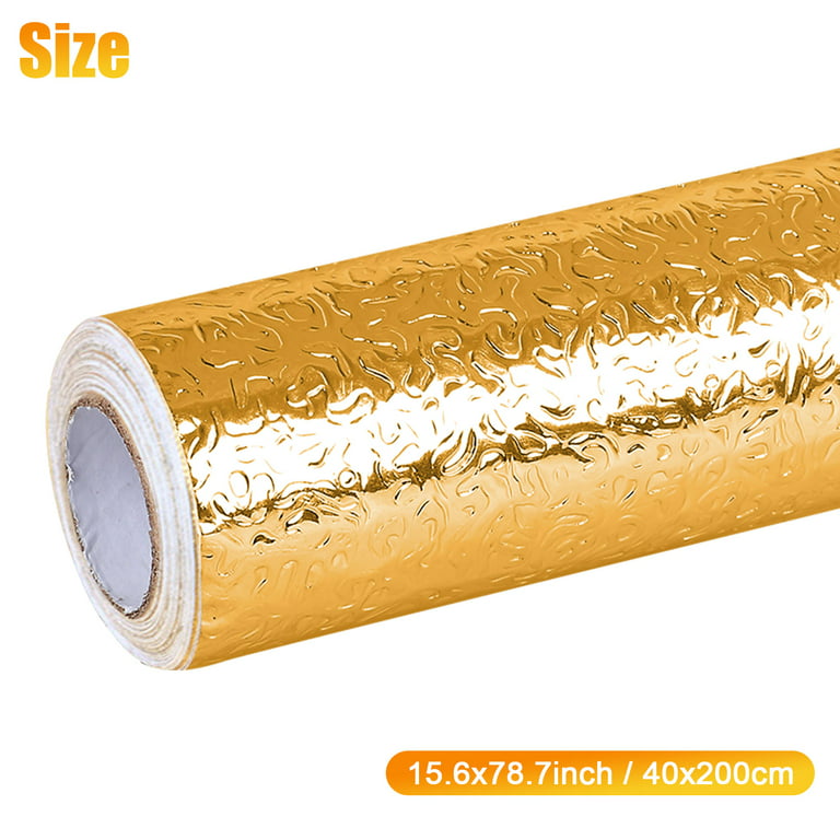 Kitchen Wallpaper Self Adhesive 15.7 inchx197 inch Oil Proof Waterproof Stickers Foil Gold Contact Paper Peel and Stick Wallpaper for Kitchen Wall