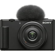 Sony ZV-1F Vlogging Camera (Black) Bundle + Accessory Kit w/ 64GB Extreme Memory, Microphone, LED Light, Stabilization Grip, Case, Filter Kit & Software (25 Items) (International Version)
