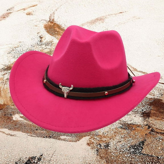 HNMKIU Western Cowboy Jazz Bowler Hat with Unique Cow Head Embellishment for Ethnic Style RD3,S