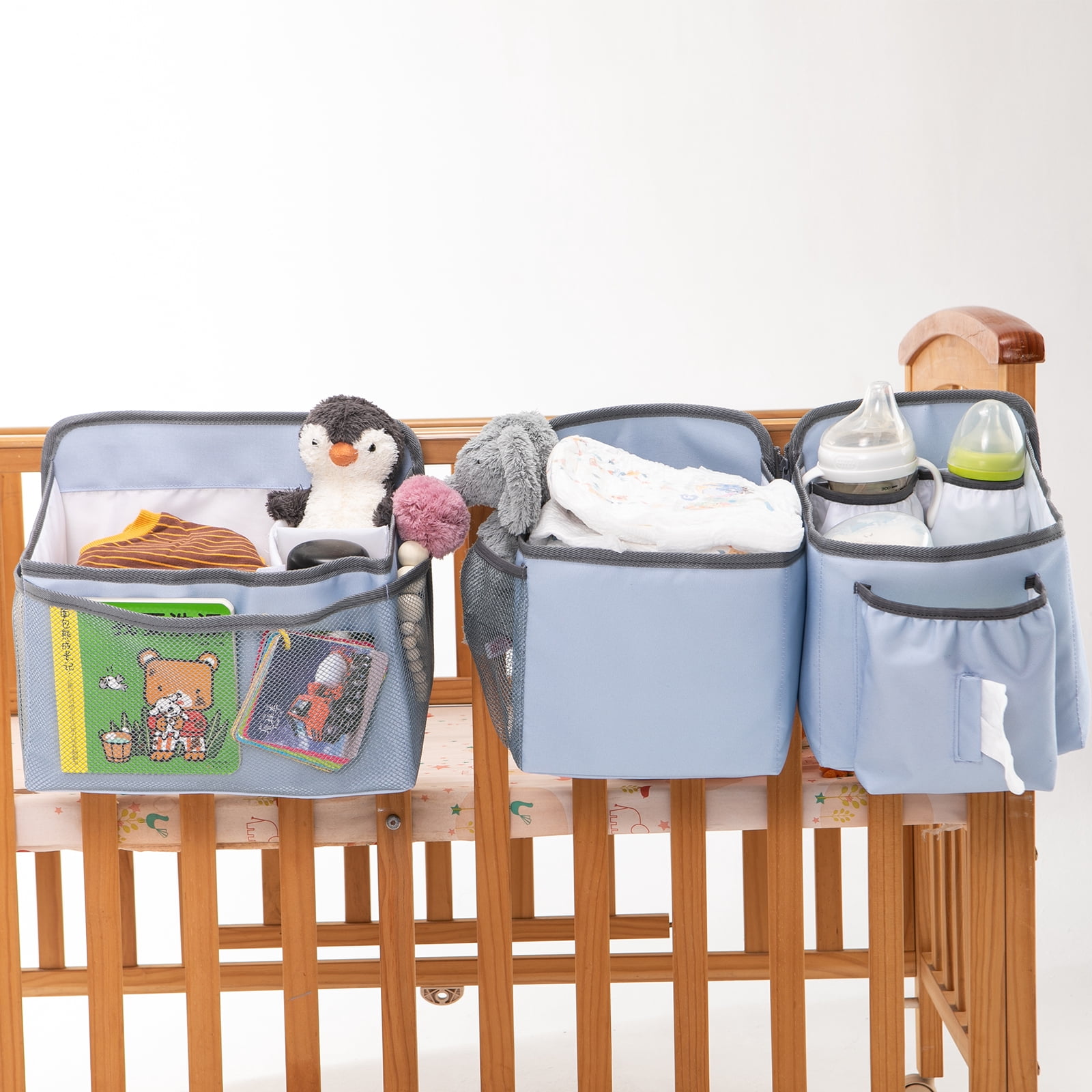 Baby Stroller Organizer Bag Bedside Caddy Diaper Storage Bin Hanging Storage Bag for Baby Bed/Baby Cart