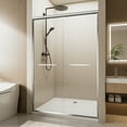 thumbnail image 2 of 60" W x 72" H Chrome Aluminum Frame Double Sliding Shower Door with 1/4" (6mm) Nano-Coated Clear Tempered Glass and Dual Stainless Steel Handles, 2 of 9