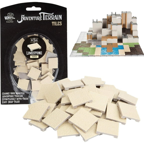 Monster Adventure Terrain- 50pc Limestone Tile Expansion Pack- Hand-Painted 1x1" Tile Set- Amazing Tabletop Terrain in Minute- Customize Your D&D and Pathfinder Dungeons