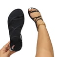 thumbnail image 4 of hoksml Open Toe Strappy Flat Sandals for Women, Elastic Back Ankle Wrap Slip On Summer Outdoor Daily, 4 of 8