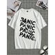 thumbnail image 1 of Camiseta informal de manga corta con estampado "PANIC" para hombre, cuello redondo de punto de verano, 1 of 5