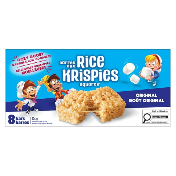 Barres Kellogg's Carrés aux Rice&nbsp;Krispies Goût original, 176g (8 barres de céréales)