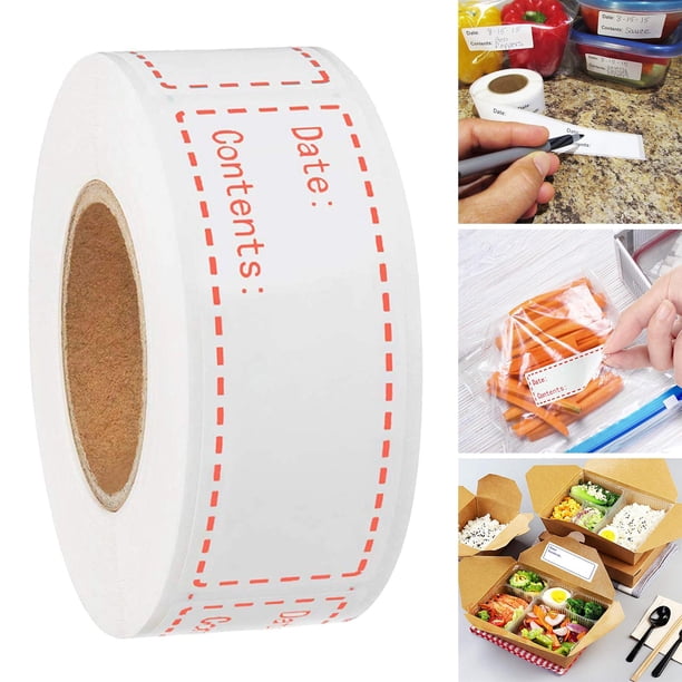 500 Uds Etiquetas de Papel de Almacenamiento de Alimentos Macarena para Congelador Rojo