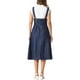 thumbnail image 3 of Vestido con tirantes INSPIRE CHIC para mujer, vestido midi de mezclilla con botones en la parte delantera y cuello en U clásico, con bolsillos, XS, negro y azul, 3 of 6