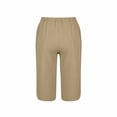 thumbnail image 6 of Hilenly Womens Cotton Linen Shorts Knee Length Drawstring High Waist Shorts Side Lace Wide Leg Capri Pants, 6 of 7