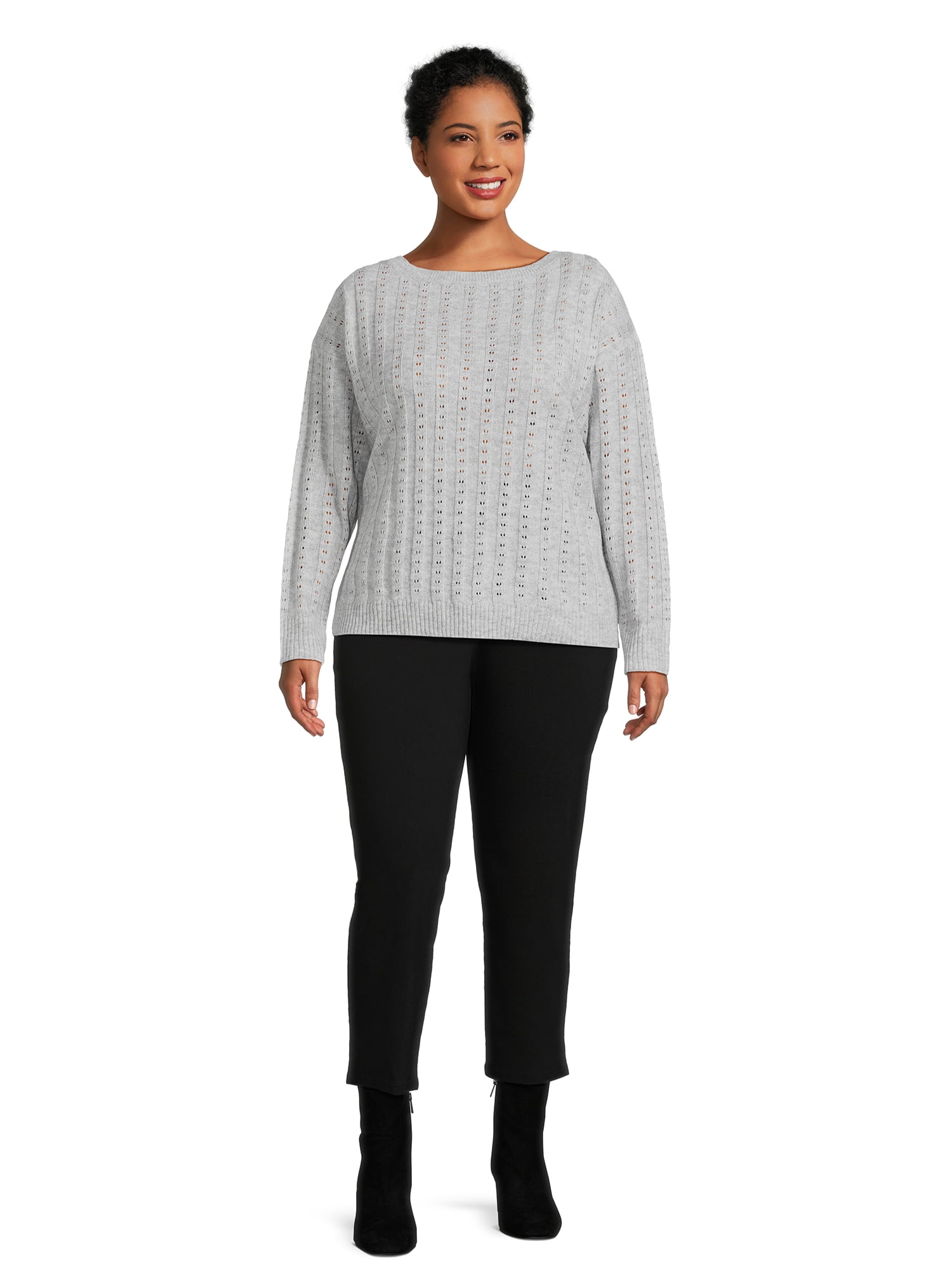 Terra & Sky Women's Plus Size Slim Fit Pants, 27" Inseam for Regular