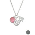 thumbnail image 2 of Delight Jewelry Silvertone Round - Imitation Cat's Eye - Pink - Let Things Go Fall Zoey Charm Necklace, 28", 2 of 4