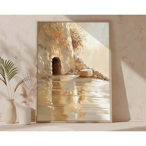 He Is Risen, Empty Tomb Wall Art, Jesus Print, Jesus Art, Resurrection, Calvary, He Is Alive, Christ, UNFRAMED Poster, Wall Art for Decor, Present, 8x12