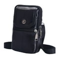 thumbnail image 1 of Men Cowhide Leather Phone Bags Solid Color Zipper Crossbody Bag (Coffee), 1 of 9