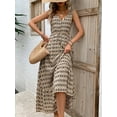 thumbnail image 6 of Printed V-Neck Tie Waist Midi Dress, 6 of 14