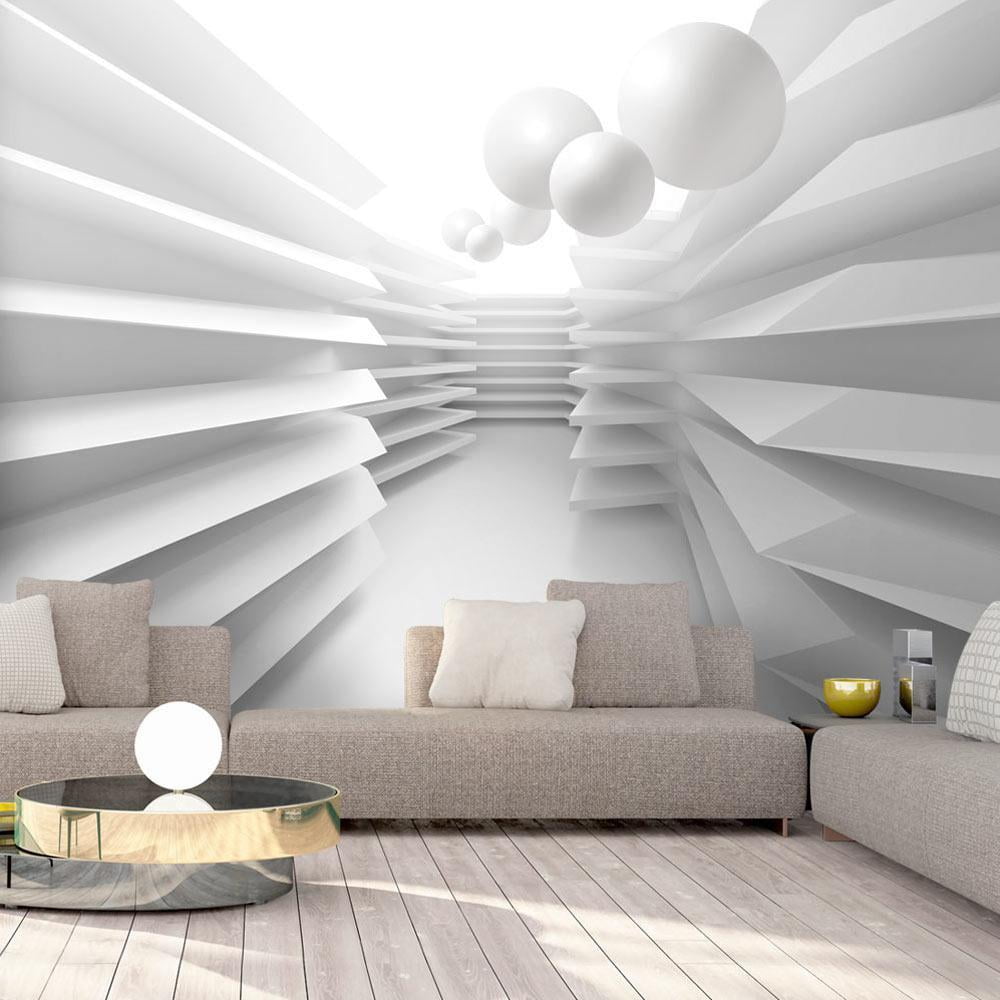 Tiptophomedecor 3D Illusion Wallpaper Wall Mural - White Maze 