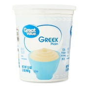 Great Value Greek Plain Nonfat Yogurt, 32 oz Tub