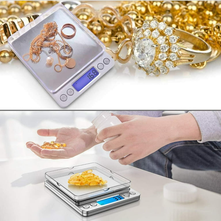 Fyearfly Digital Kitchen Scale 0.5g-3000g Mini Food Scale Small Jewelry Scale Waterproof Digital Scale Powered Gram Scales LCD Display Stainless Steel