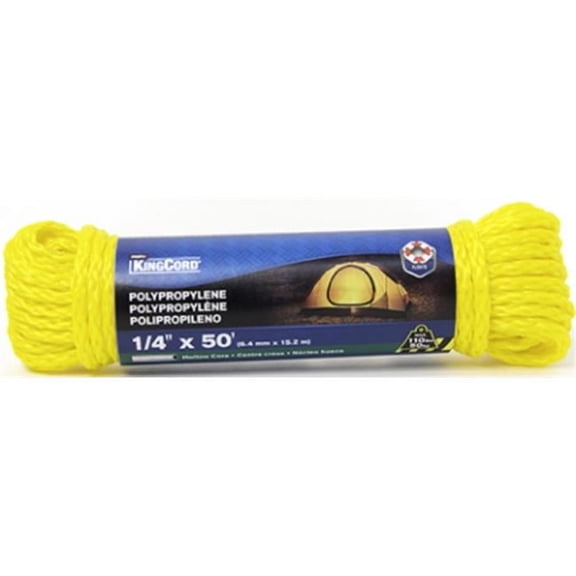 Mibro 300291V1 0.25 in. x 50 ft. Yellow Polypropylene Hollow Core Rope