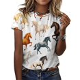 thumbnail image 3 of Cool Horse Women T-Shirt Classic O Neck T-Shirts Short-Sleeve Trendy Animal Print Design Tshirt Casual Clothing, 3 of 5