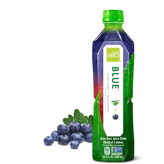 (Pack of 6) Alo Blue Aloe Vera Juice Drink with Blueberry, 16.9 fl oz