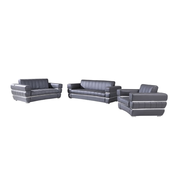 Titan Furnishings Genuine Leather Power Reclining Sofa & Loveseat in Dark Gray