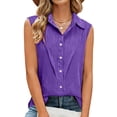 thumbnail image 2 of Aoiroe Womens Sleeveless Tank Tops,Crew Neck Gauze Camisole Fashion Summer Tees Summer Clothes Fashion Outfits Spring Summer Tops for Women Basic Shirt Gauze Shirt Dark Purple L, 2 of 8