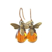 XiangDd Woman Retro Bee Drop Earrings Drop Amber Exaggerated Earrings Jewelry Gift
