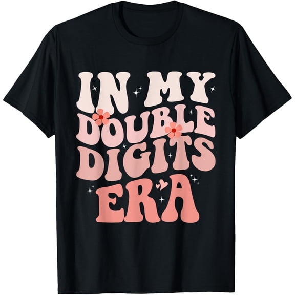 t-shirt Birthday Groovy Era For Women Girls In My Double Digits Era T-Shirt mens t shirt，black，women，funny，misfits，men，journey