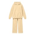 thumbnail image 6 of Kids Solid Fleece Hoodie 2 Piece Outfit Long Sleeve Hooded Top & Wide Leg Pants Set Warm Casual Tracksuit for 5-14 Years Old Boys Girls Outdoor Daily Wear Yellow, 6 of 6