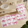 thumbnail image 6 of Cute Pink Bows Shower Curtain 4 Piece Sets with Rugs Toilet Lid Cover And Bath Mat Bow Waterproof Personality Pattern Bath Curtains for Bathroom Decor, 6 of 8