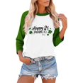 thumbnail image 4 of JTZGDY Plus Size St. Patrick's Day Tops for Women Dressy Casual Raglan 3/4 Sleeve Green Gilter Shamrock Print Round Neck Graphic T-Shirts Trendy Oversized Holiday Outfit Clothes Green#10 XXXL, 4 of 5