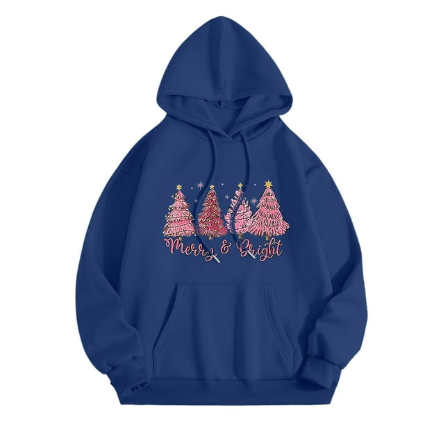 WILLBEST Sudadera Deportiva para Mujer Merry Christmas Hoodie For Women Funny Christmas Graphic Pullover Tops Xmas T Shirt Casual Long Sleeve Hoodie 1399 Grande