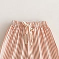 thumbnail image 5 of Crunowin Cotton Stripe Pants For Boys And Girls Summer Casual Style Elastic Waist With Side Pockets Lightweight Wide-Leg Pants Orange Size 5 Years, 5 of 5