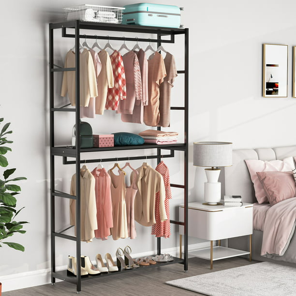 Tribesigns Free-standing Closet Organizer, 86 inches Double Rod Closet ...