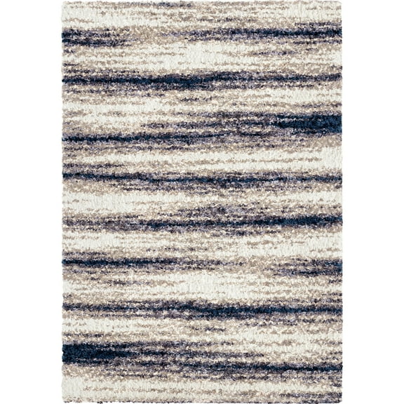 Orian Luxe 5'3" X 7'6" Stone Blue Striped Ombre Plush Area Rug