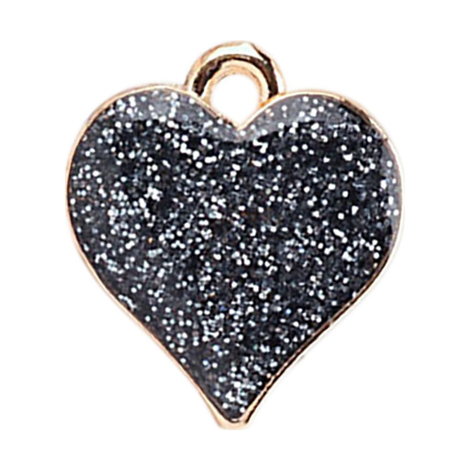 Daznico Heart Shape Charms Bling Charms for Jewelry Making Valentine's Day DIY Earring Bracelet Necklace, Adult Unisex, Size: One size, Black