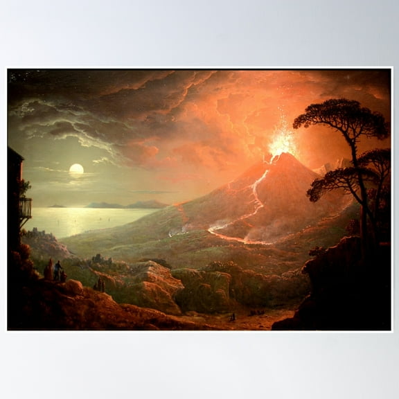 The Eruption Of Vesuvius (1825) - Sebastian Pether Poster Wall Art, Modern Wall Decor, 8x12 UNFRAMED