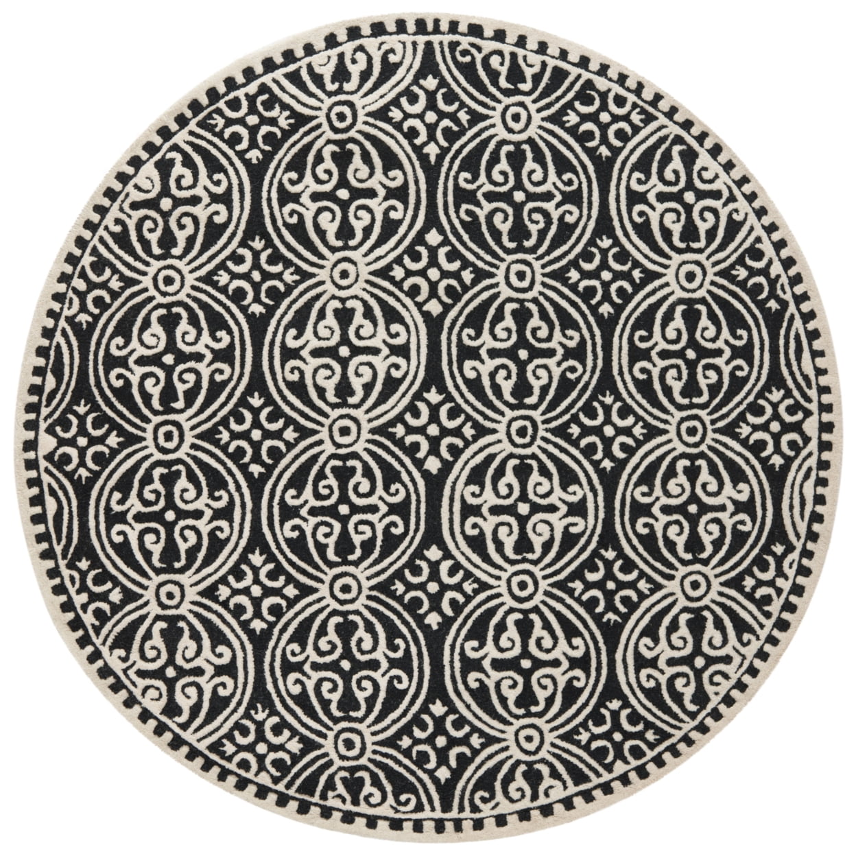 SAFAVIEH Cambridge Leslie Geometric Wool Area Rug, Black/Ivory, 4' x 4' Square