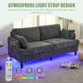 thumbnail image 4 of Chenille Upholstered Loveseat Sofa Couch with Charging Station and LED Lights, 2-seater Comfy Deep Seats Sofa with Side Pockets and Wood Legs for Living Room, Bedroom, Apartment, Small Spaces, Grey, 4 of 7