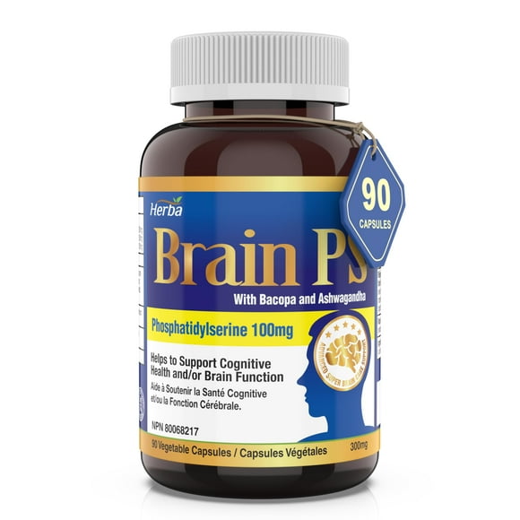 Herba Brain Supplement for Memory and Focus - 90 Capsules | Phosphatidylserine, Bacopa Monnieri, and Ashwagandha as Brain and Memory Supplement | Focus Supplement to Help Support Cognitive Health