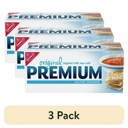 (3 pack) Premium Original Saltine Crackers, Lunch Snacks, 16 oz