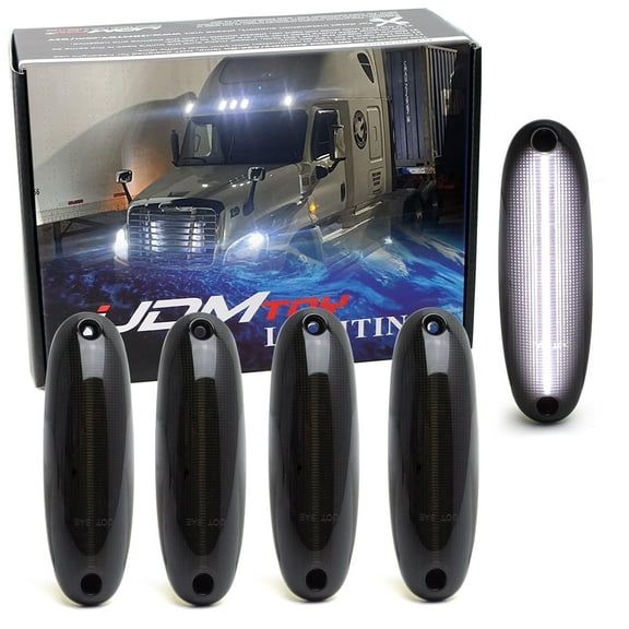 5-Piece White LED Exterior Decorative Lights Fits 2008-2014 Freightliner Cascadia, 2011-2016 Argosy Semi-Truck