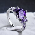 thumbnail image 5 of Purple Zircon Diamond Inlay Copper Band Ring Korean Style White Gold Gem Jewelry Fashion Accessory Women Gleam, 5 of 5