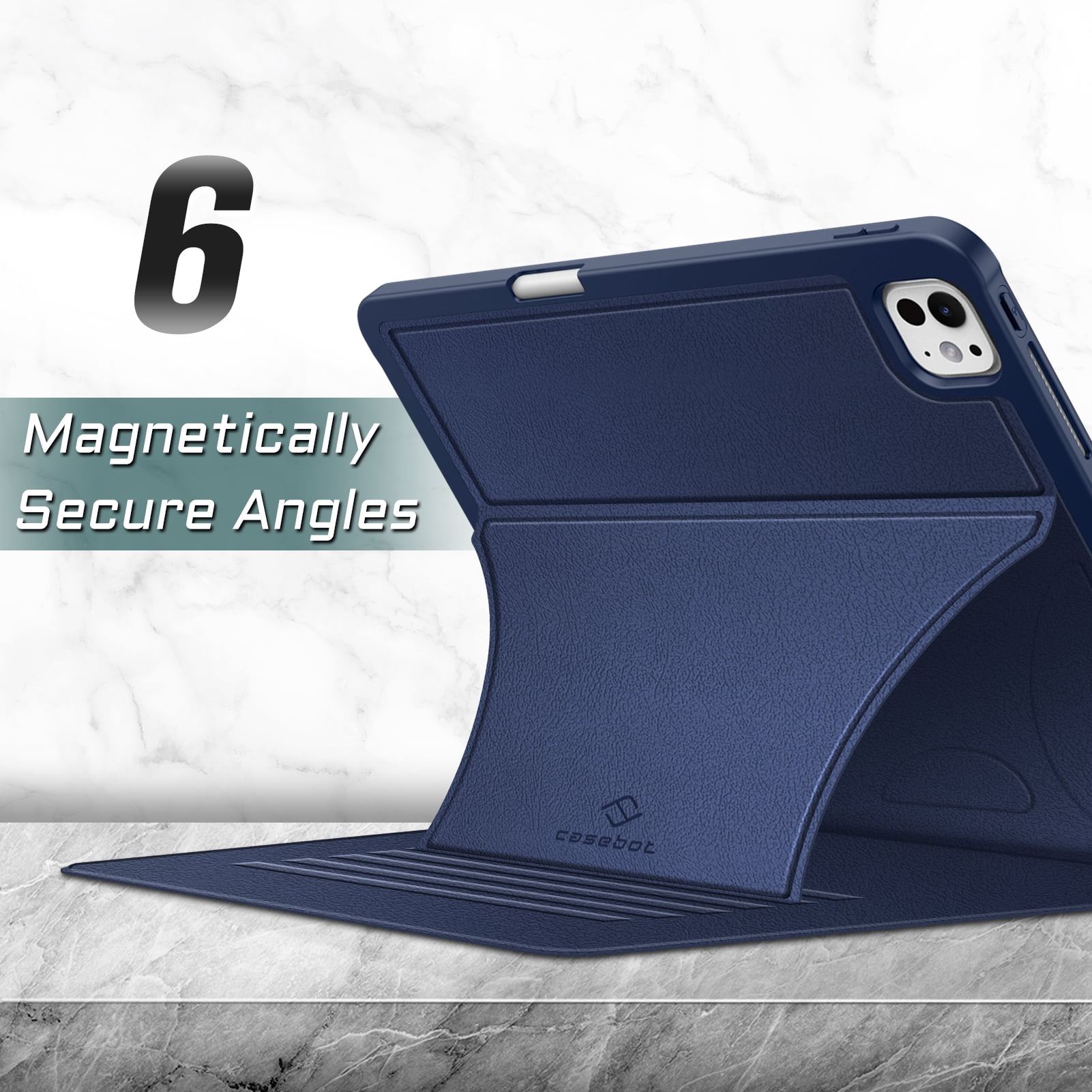Fintie Magnetic Stand Case for iPad Pro 11-inch (M5) 2025 / (M4) 2024 - Multiple Angles Shockproof Rugged Soft TPU Cover with Pencil Holder, Navy