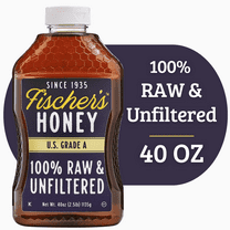 Fischers Honey Local Raw & Unfiltered, Pure Honey, Raw Honey, 40 oz Squeeze Bottle
