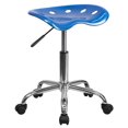 thumbnail image 1 of Vibrant Bright Blue Tractor Seat and Chrome Stool, 1 of 9
