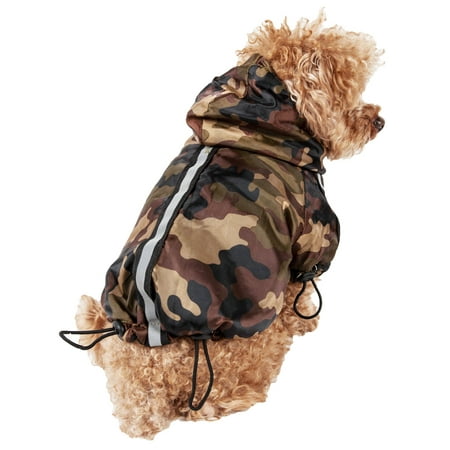 UPC: 0858342341158 | Pet Life ® Reflecta-Sport Multi-Adjustable Reflective Weather-Proof Dog Raincoat w/ Removable Hood